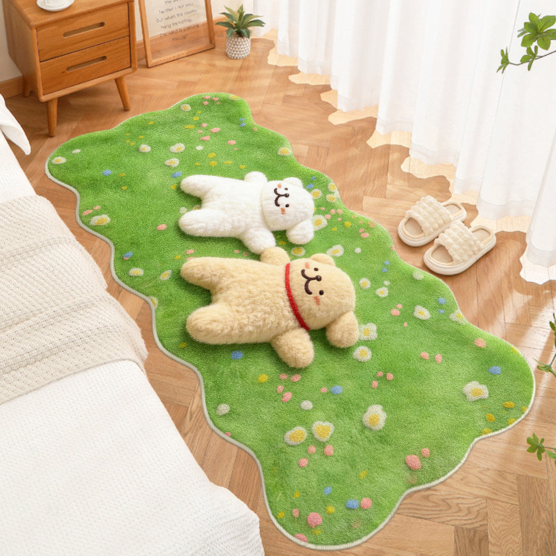 Plush Cartoon Bear-Themed Area Rug