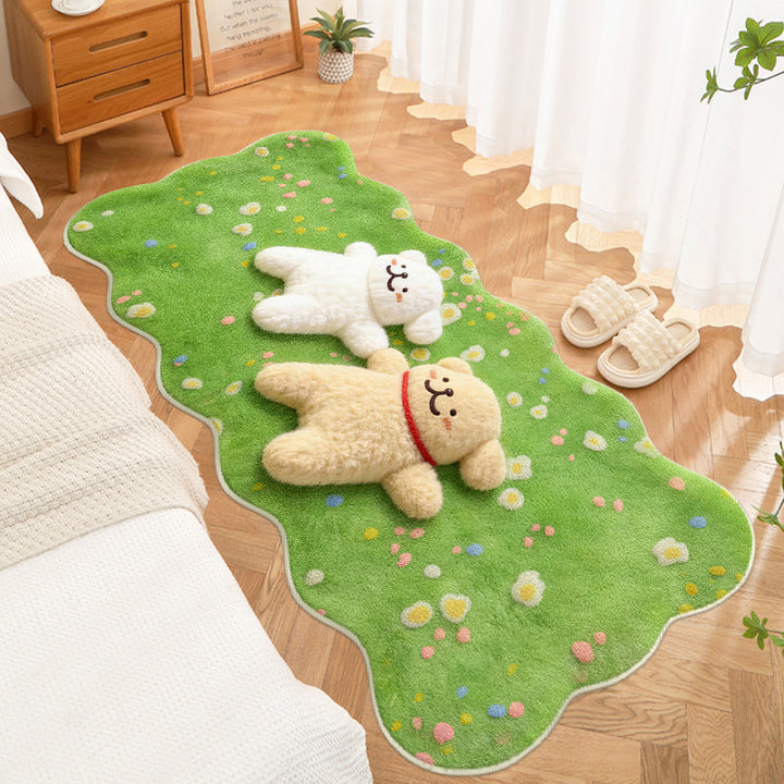 Plush Cartoon Bear-Themed Area Rug