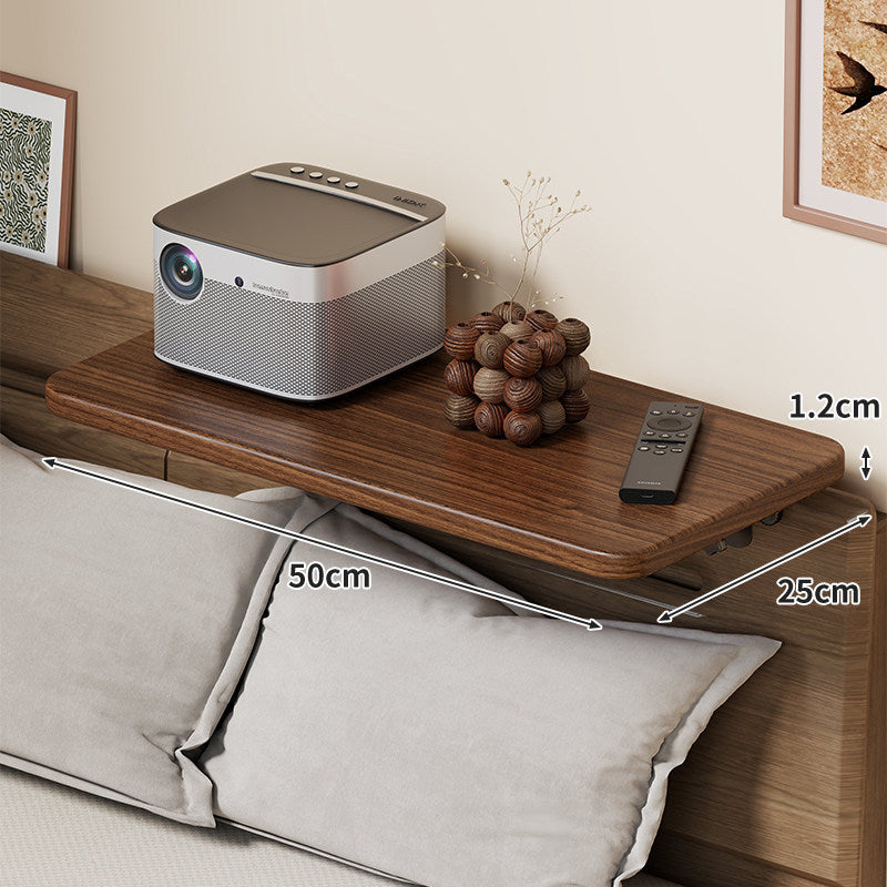 Headboard-Mounted Floating Bedside Shelf for Projectors and Devices