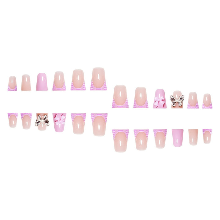 Decorative Press-On Nail Art Set with Butterfly and Bow Accents Kalsten