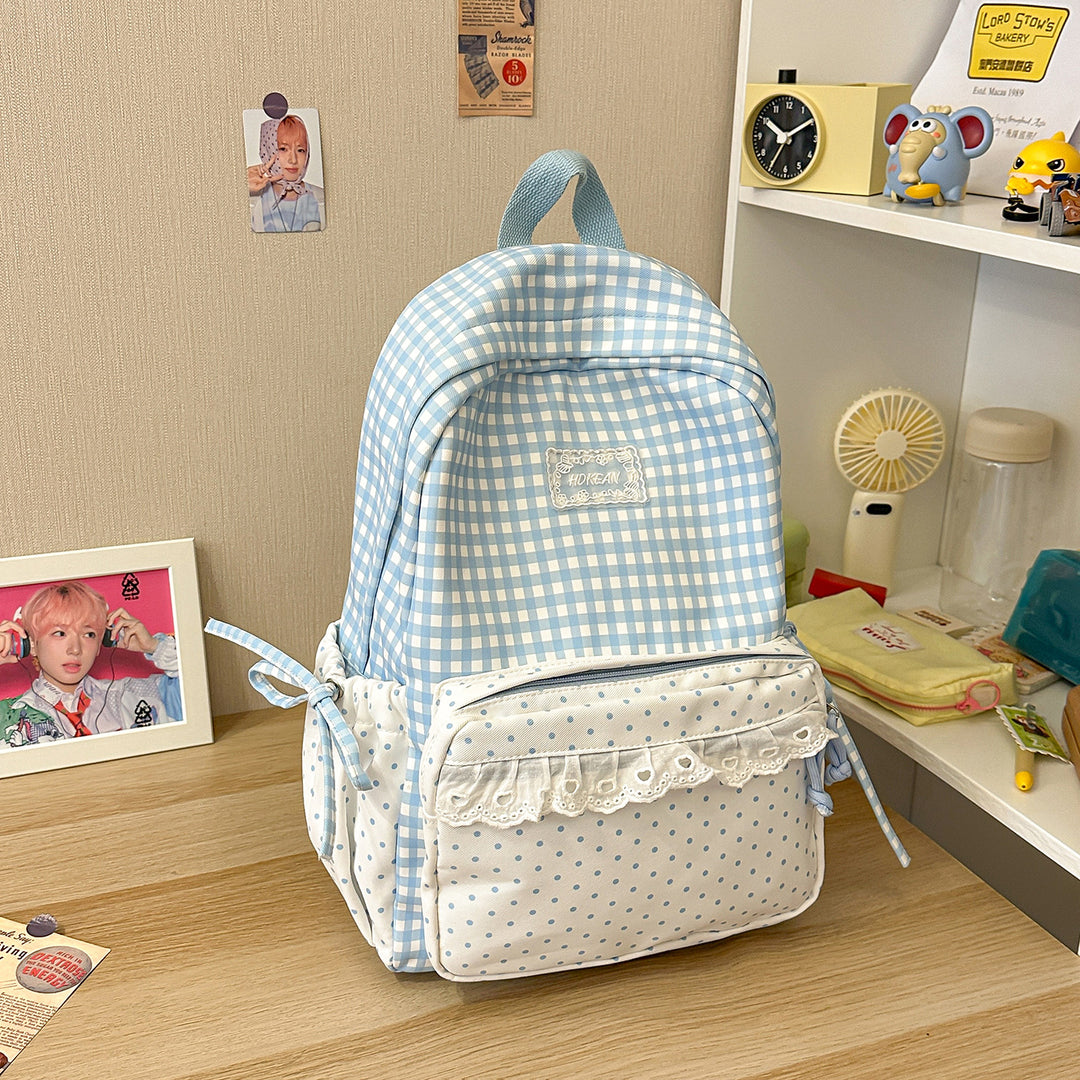 Stylish Gingham Patterned Backpack Kalsten
