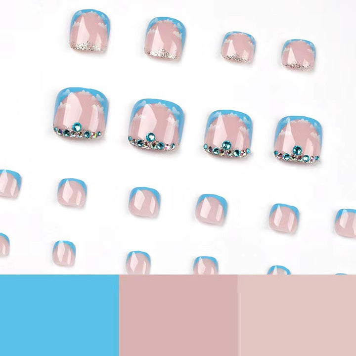 Artistic Press-On Toenails Set with Cloud Design