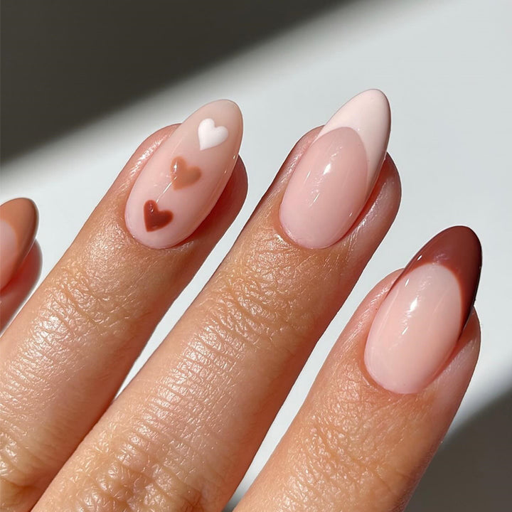 Artistic Heart-Embellished Press-On Nail Set Kalsten