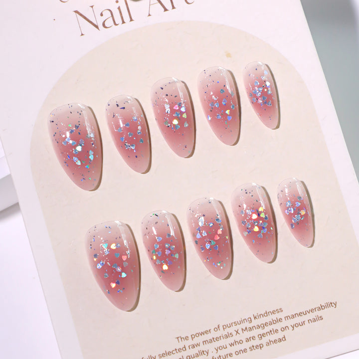 Glittering nail extensions with elegant V-design Kalsten
