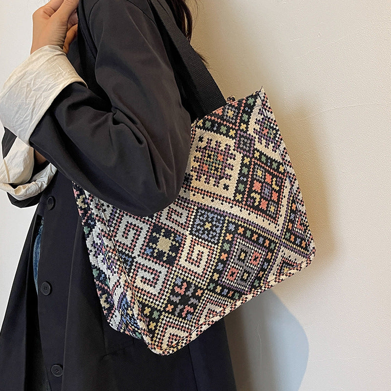 Handcrafted Geometric Patterned Tote Bag