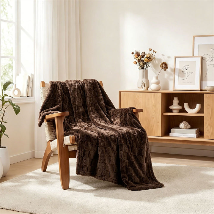 Textured Plush Home Throw Blanket
