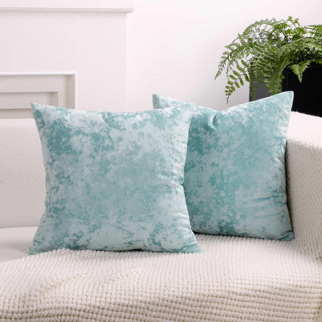 Square Crushed Velvet Decorative Throw Pillow Covers with Hidden Zipper