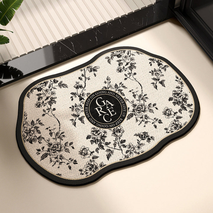 Elegant Floral Print Kitchen Mat