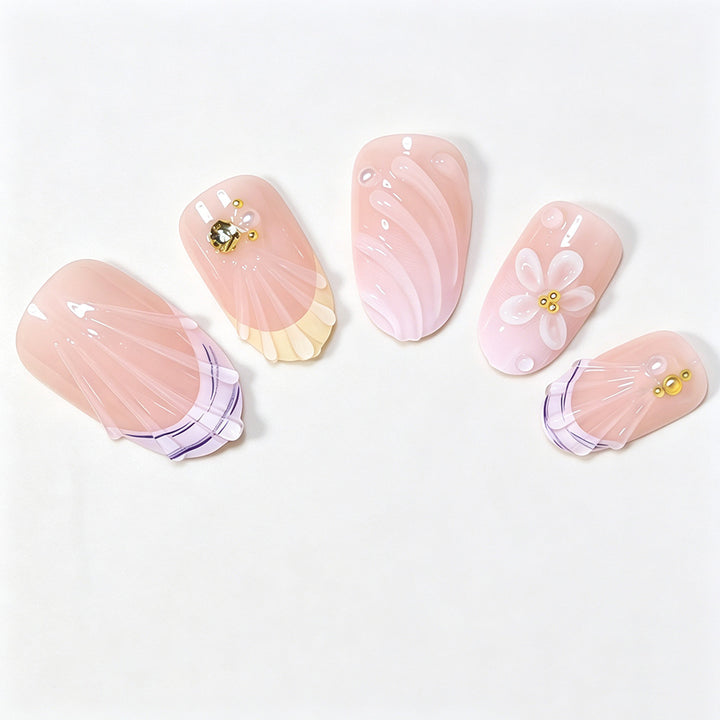 Artistic Floral Gel Nail Extensions Kalsten