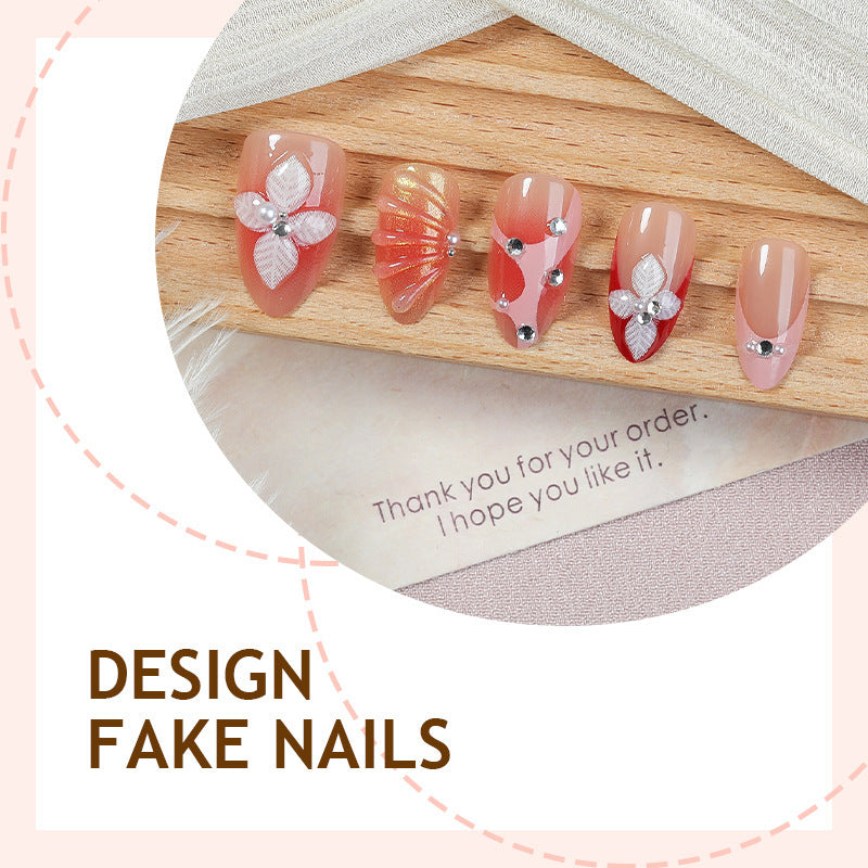 Creative nail art set with elegant flower designs and glitter accents Kalsten