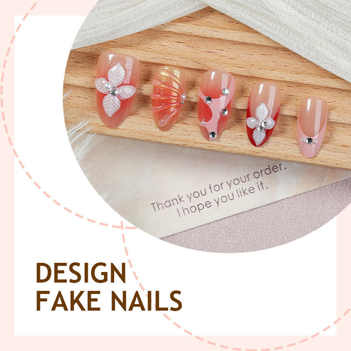 Creative nail art set with elegant flower designs and glitter accents Kalsten