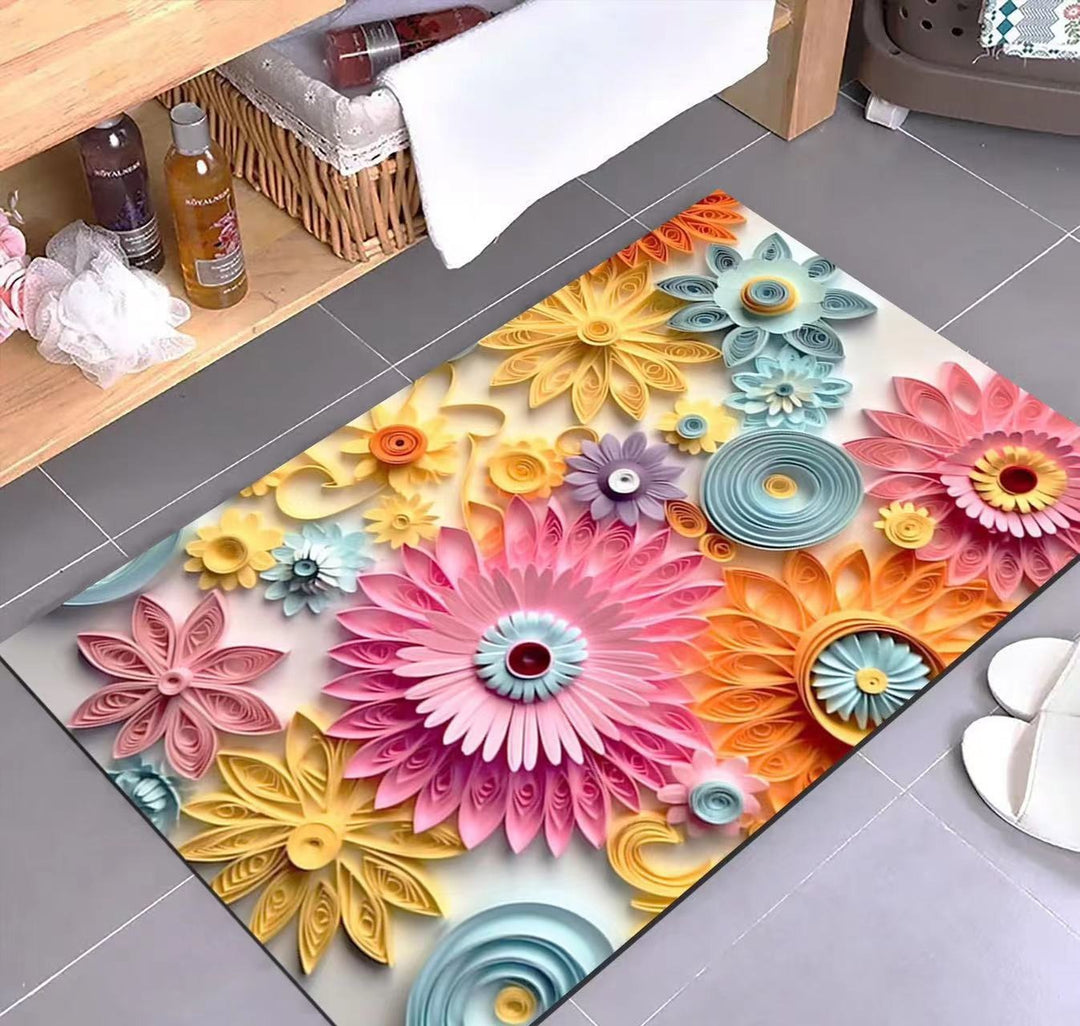 Luxurious Floral Design Bath Mat