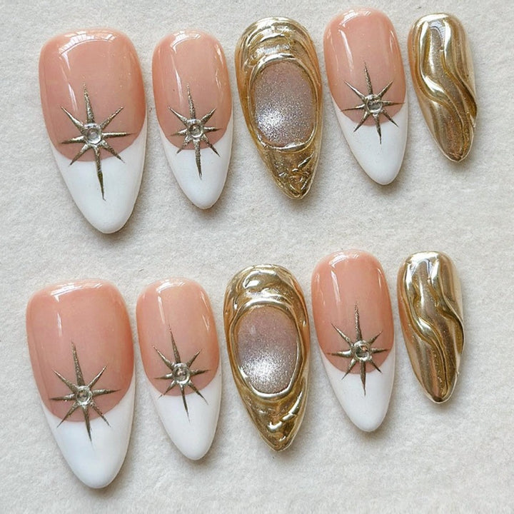 Acrylic nail set with luxurious flower decorations Kalsten