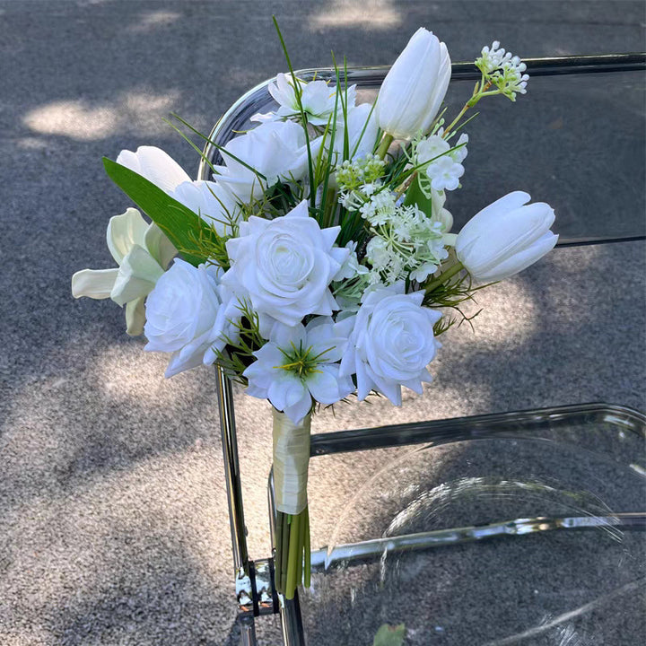 Artificial Flower Bouquet with Tropical Greenery