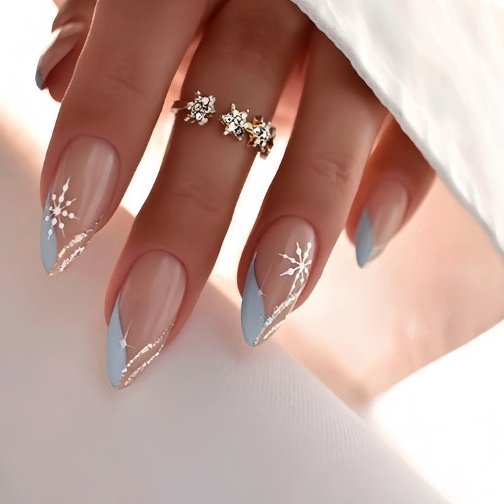 Artistic Press-On Nail Design with Elegant Floral Accents Kalsten