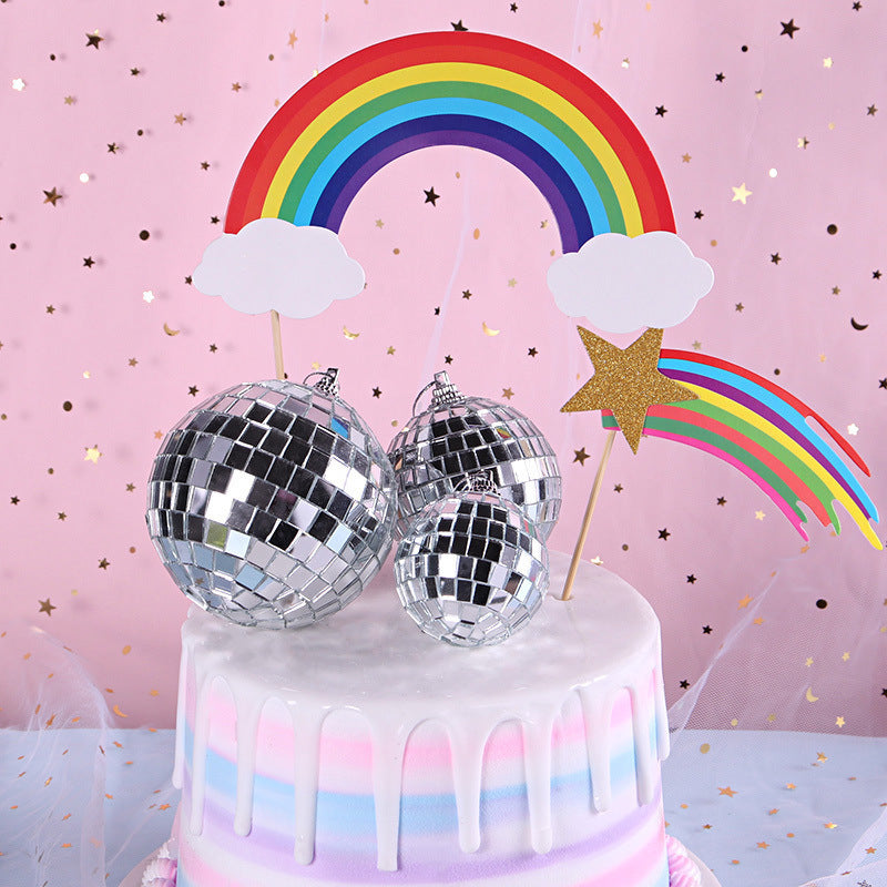 Colorful Rainbow Disco Cake Topper Set Kalsten