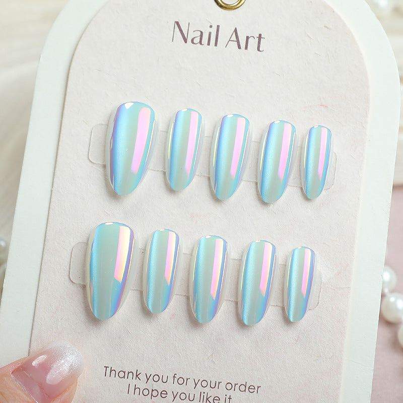 Elegant Press-On Nail Art Set with Iridescent Finish Kalsten