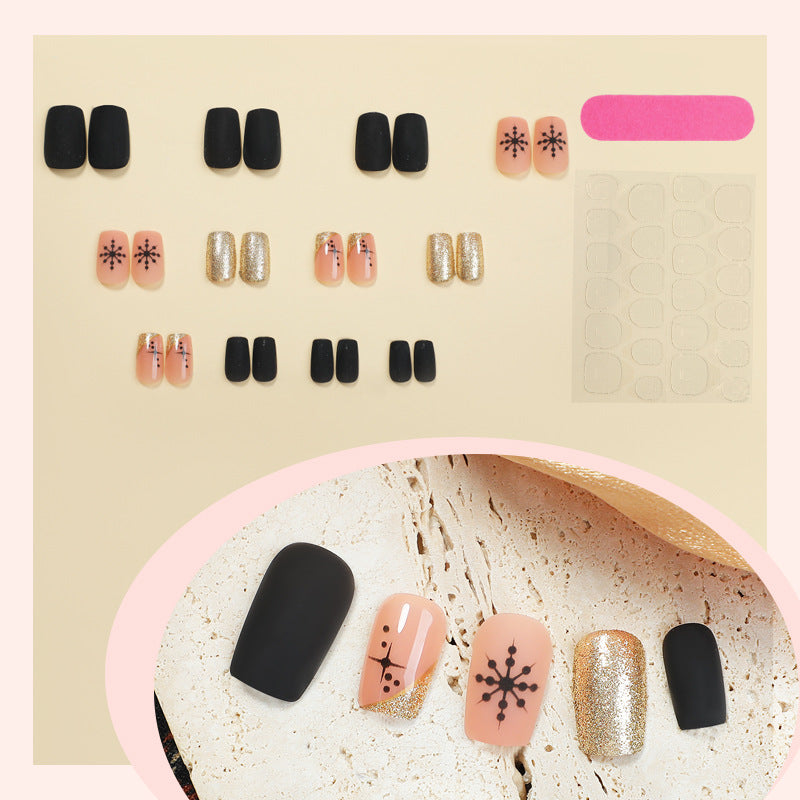 Decorative Snowflake and Glitter Press-On Nail Set kalsten