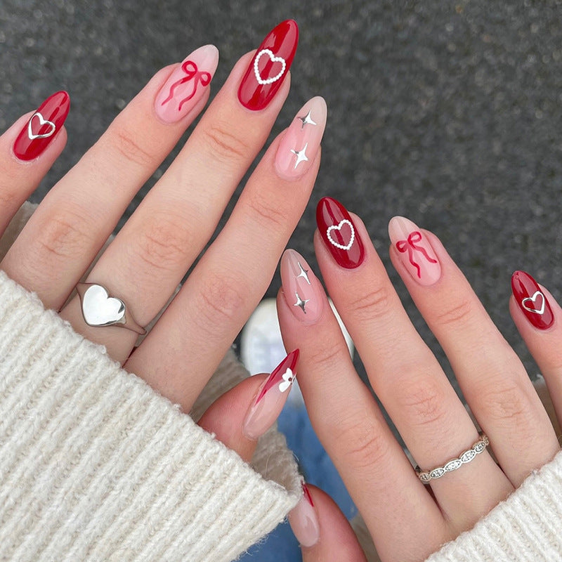 Decorative Press-On Nail Set with Charming Cherry and Bow Designs kalsten