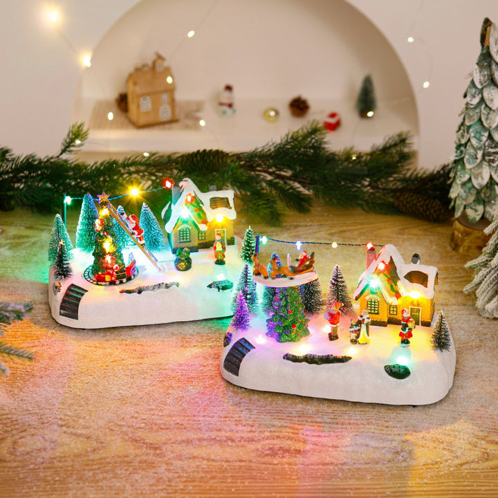 Shopping center Christmas village with luminous figures Kalsten