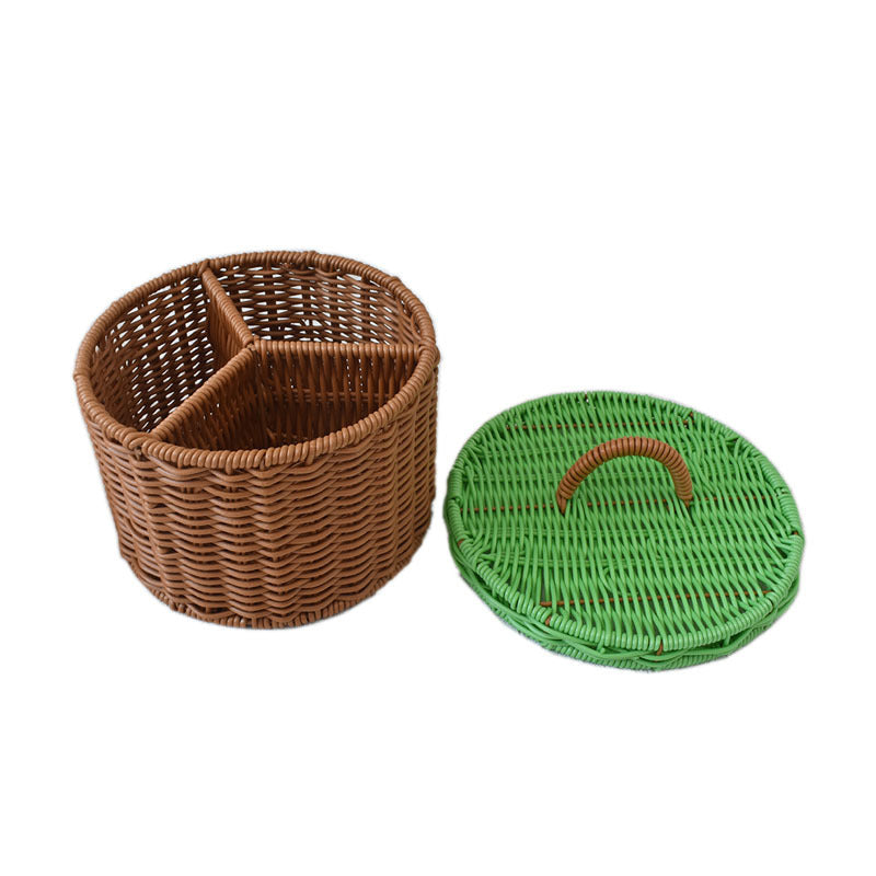 Triple-Compartment Woven Storage Basket Kalsten