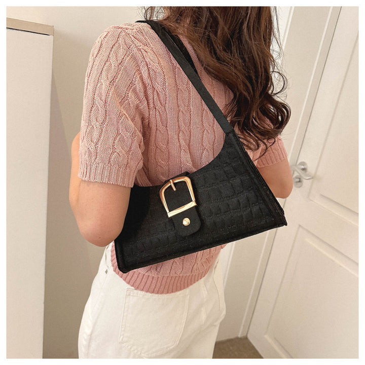 Crocodile-Patterned Handbag with Buckle Detail