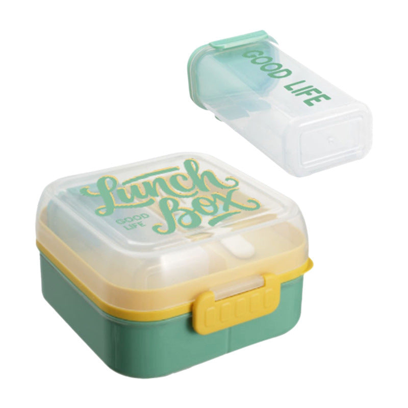 Multi-Compartment Lunch Box with Built-In Utensils