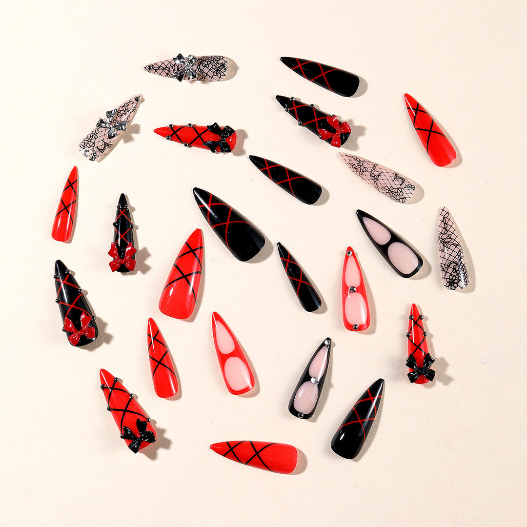Gothic-Inspired Stiletto Nail Art Extensions Kalsten