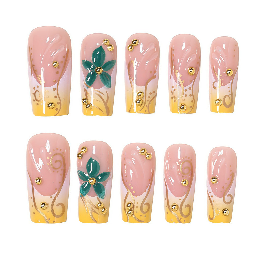 Elegant Floral Nail Art Extensions Kalsten