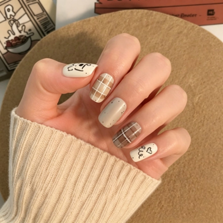 Artistic Press-On Nail Set with Unique Character Designs Kalsten