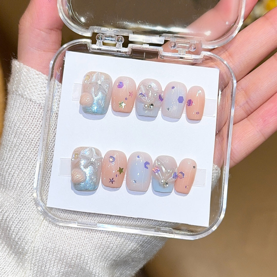 Artificial nails with sparkling galaxy design Kalsten