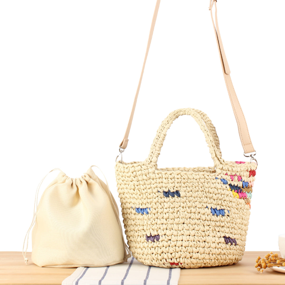 Handbag Made from Handcrafted Natural Material with Colorful Accent Kalsten
