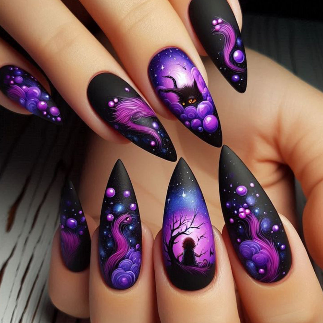 Fantasy-Inspired Stiletto Nail Art Extensions Kalsten