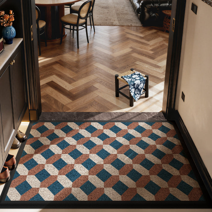 Textured Geometric Entrance Mat Kalsten