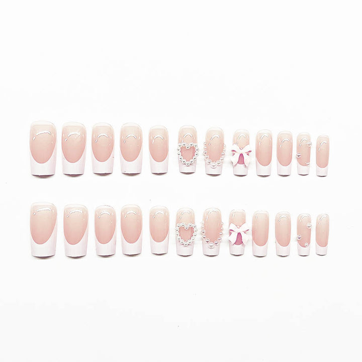 Artificial nail set with elegant 3D flowers and pearl embellishments Kalsten
