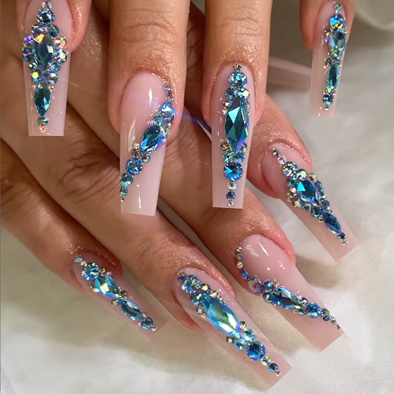 Decorative Press-On Nail Art Set with Gemstone Accents kalsten