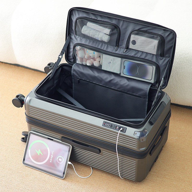 Men's Smart Multi-Compartment Hard Shell Travel Suitcase Kalsten