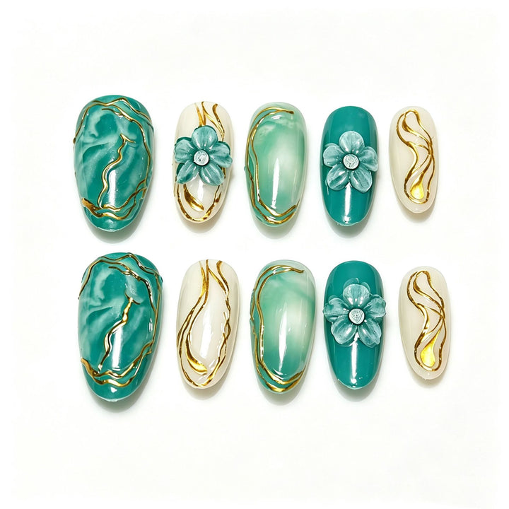 Decorative Floral Press-On Nail Art Set Kalsten