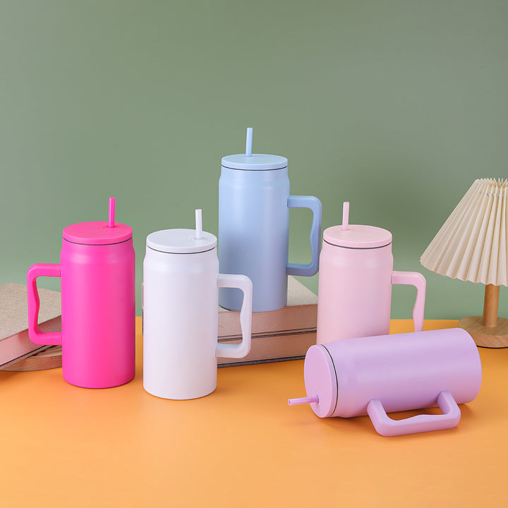 Women's reusable drinking cup with straw and ergonomic handle Kalsten