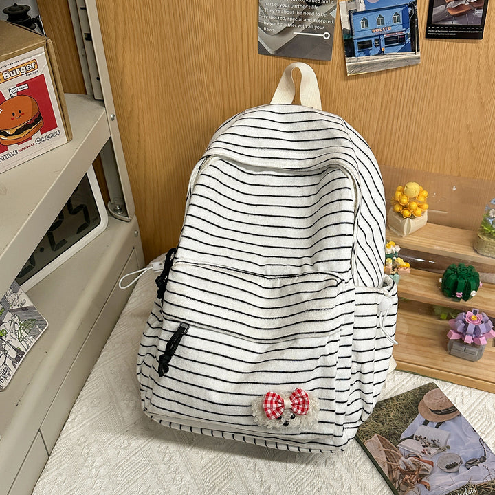 Striped Cozy Fabric Backpack Kalsten
