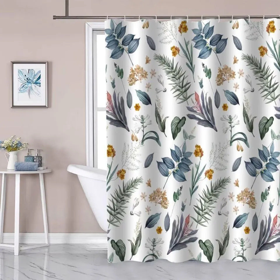 Tropical Leaf Pattern Shower Curtain Kalsten