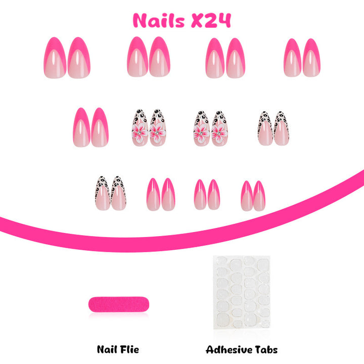 Creative nail art set with floral leopard design Kalsten
