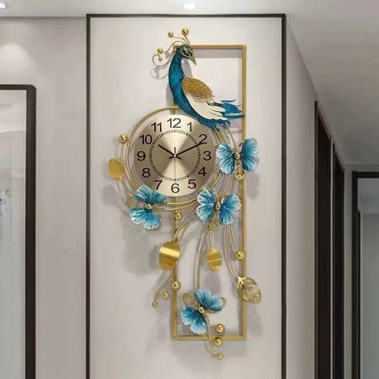 Artistic Metal Wall Clock with Floral and Bird Design Kalsten