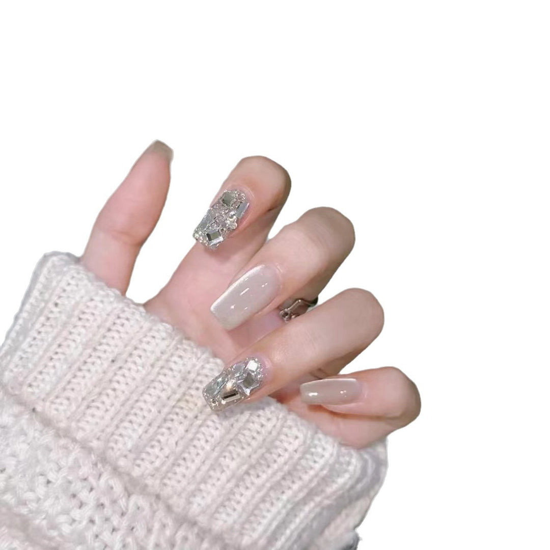 Decorative Crystal-Embellished Press-On Nail Set