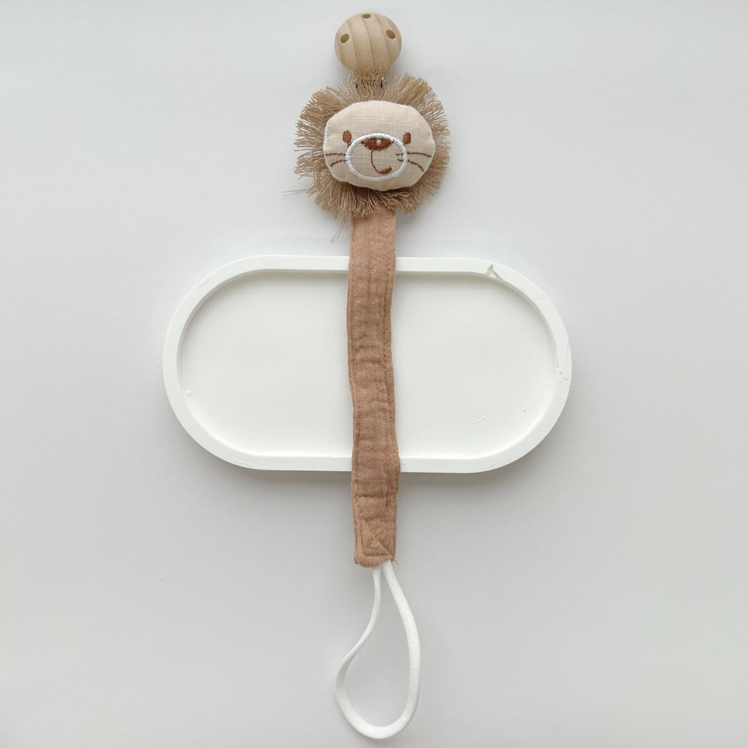 Baby Pacifier Clip with Plush Elephant Head Wooden Safety Clip