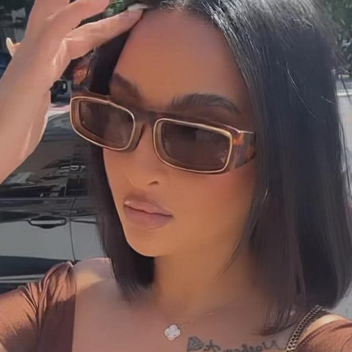 Ladies trendy rectangular sunglasses with elegant color play Kalsten