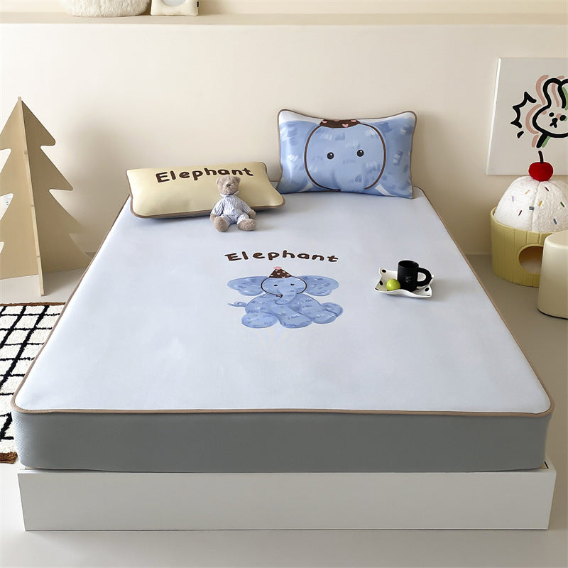 Child mattress topper with cute elephant print and non-slip bottom