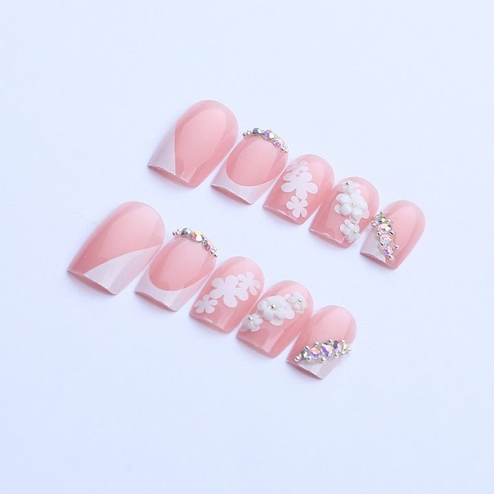 Artificial nail set with flower and glitter details Kalsten