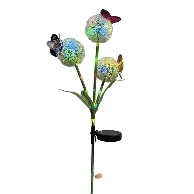 Decorative Solar LED Garden Dandelion Stake Lights With Butterfly Accents Kalsten