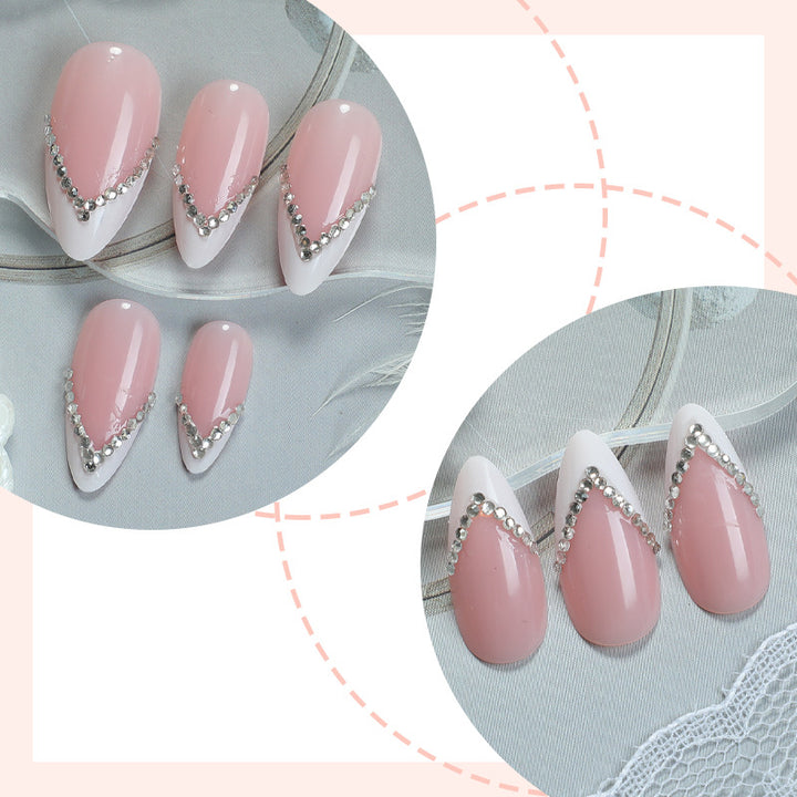 Elegant Pointed Press-On Nails with Rhinestone Accents Kalsten